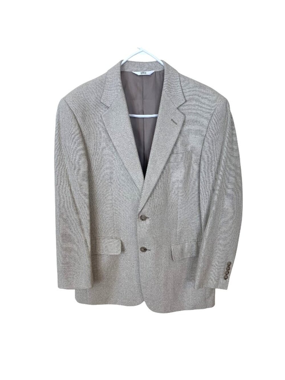 Versini Mens Beige Blazer 38 Short 100% Silk Made In China